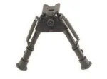 Harris Bipods Series S Model BR bipod, black front view with two extended legs and rubber feet
