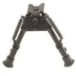 Harris Bipods Series S Model BR bipod, black front view with two extended legs and rubber feet
