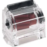 Ruger 10/22 clear rifle magazine in angled side view with black top and red internal rotor