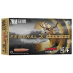 Federal Barnes LRX Rifle Ammunition, black and gold box in front view with deer graphic