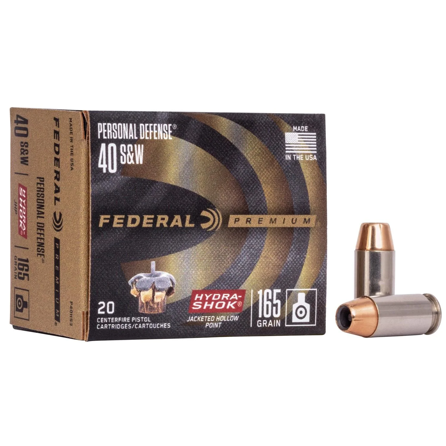 primary-48832 Federal Cartridge Co. Federal Premuim Personal Defense Handgun Ammunition 40 S&W 165gr JHP 980 fps 20/ct