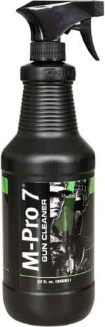 Hoppe's M-Pro 7 Gun Cleaner black trigger-spray bottle in front view with black label