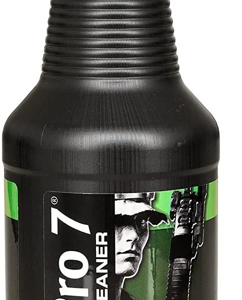 Hoppe's M-Pro 7 Gun Cleaner black trigger-spray bottle in front view with black label