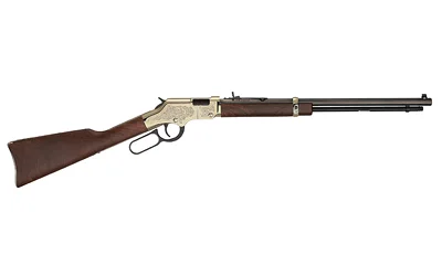 HENRY H4 GLDN BOY 4TH EDIT lever-action rifle, right-side view with brass receiver and brown stock