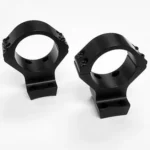 Talley Lightweight Alloy Scope Mount Combo two black scope rings, angled front view