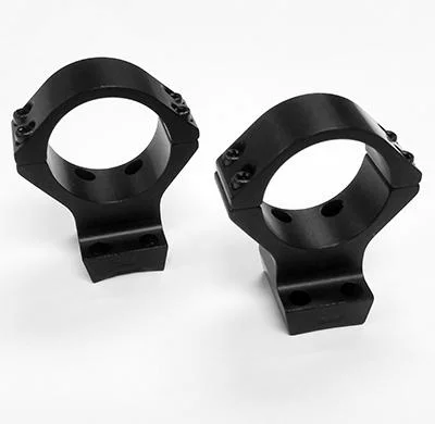 Talley Lightweight Alloy Scope Mount Combo two black scope rings, angled front view