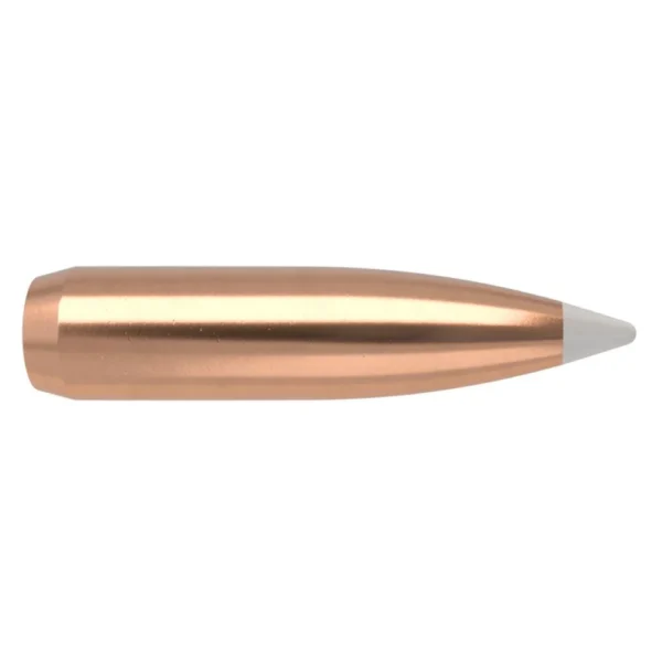 Nosler AccuBond, copper-colored bullet in side view with gray pointed tip