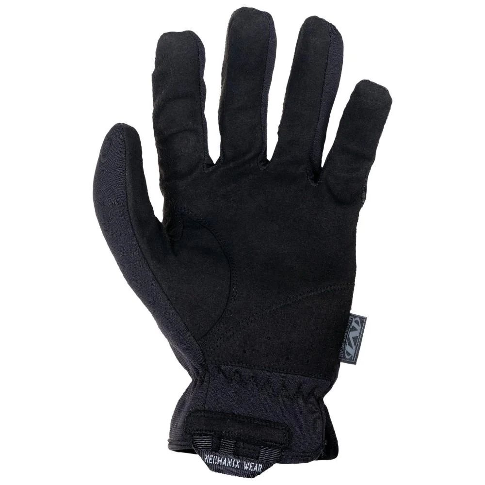 primary-48969 MECHANIX WEAR FASTFIT COVERT, black glove shown palm-side up with wrist pull tab