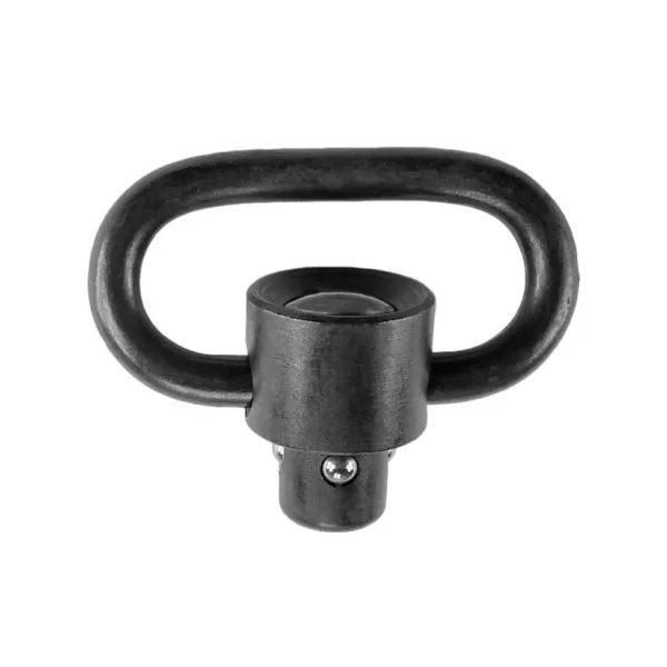 GrovTec Recessed Plunger Heavy Duty Push Button Swivel, black, front view with oval loop
