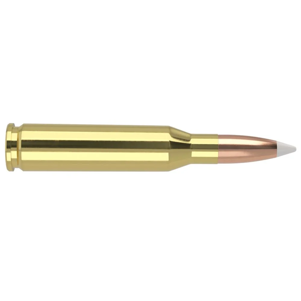 primary-49001 NOSLER TGA ammunition, brass cartridge with copper-colored pointed bullet in side view