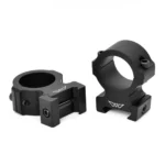 Warne Vapor 2-Piece Horizontal Scope Rings, two black rings shown from angled side views