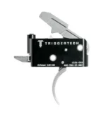 TriggerTech AR15 Adaptable Curved Trigger, front view in black and silver with curved trigger