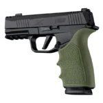 Hogue HandAll Beavertail Grip Sleeve for SIG P365 XMacro OD green, installed on handgun
