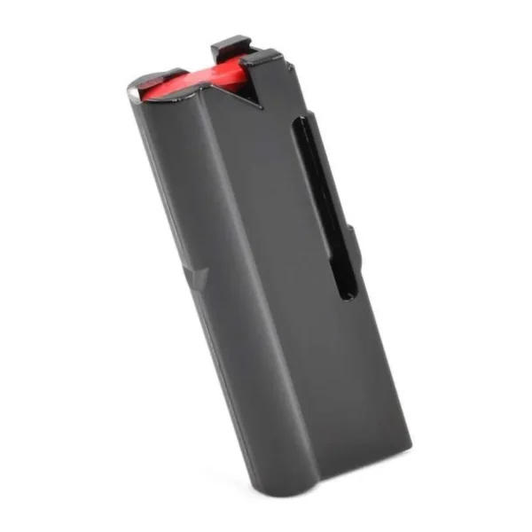 Savage Arms MAG SAV 64 SER, black magazine angled front view with red follower