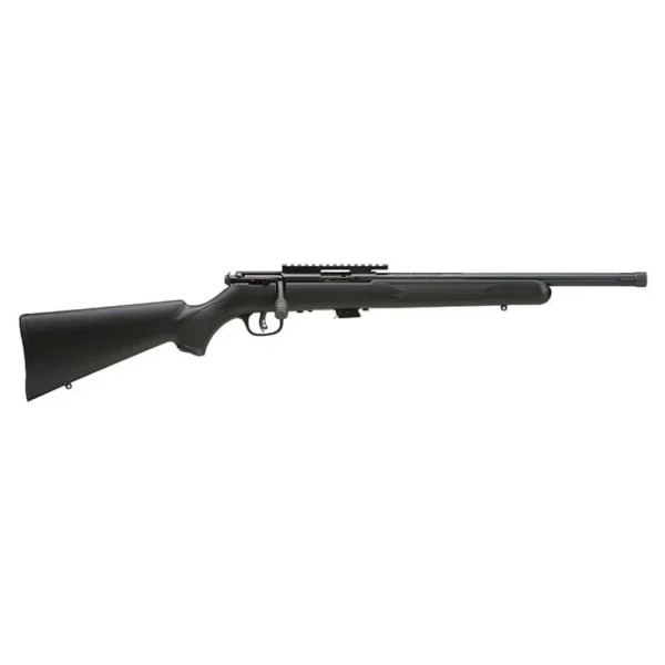 Savage Arms SAV MKII-FVSR, black right-side view with synthetic stock, top rail and threaded barrel