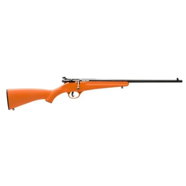 Savage Arms SAV RASCAL, left-side view with bright orange stock and black barrel