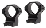 Talley Lightweight Alloy Scope Mount Combo, two black scope rings in angled front view