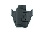 Crucial Concealment Universal Light OWB Holster, black rear view with belt loops and hardware