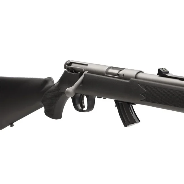 Savage Arms SAV B22 F, right-side view of black rifle with detachable magazine