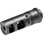 Surefire Muzzle Brake Suppressor Adaptor, black angled view with side ports and threaded end