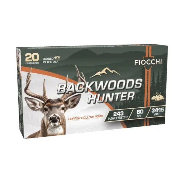 Fiocchi Ammunition Fiocchi Backwoods Hunter Rifle Ammunition 243 Win 80gr CHP 3415 fps 20/ct
