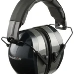 Champion Passive Ear Muffs, front view with black padded headband and black-and-gray ear cups