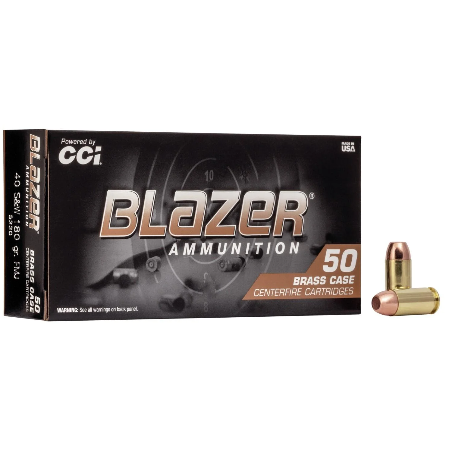 primary-49237 CCI Blazer Brass Handgun Ammunition .40 S&W 180 gr FMJ 985 fps 50/ct