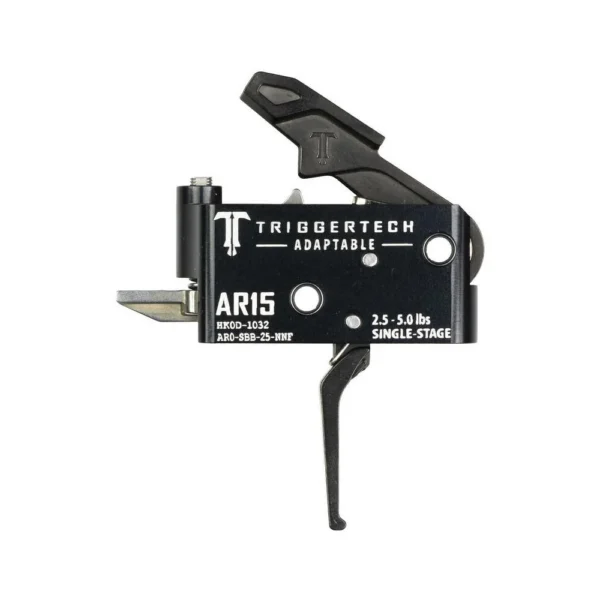 TriggerTech AR15 Single-Stage Adaptable Flat Trigger Black, right-side view with flat trigger blade