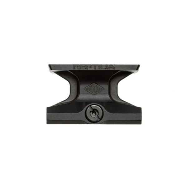 Reptilia DOT Mount for Aimpoint Micro, black side view with mounting screw and raised optic platform