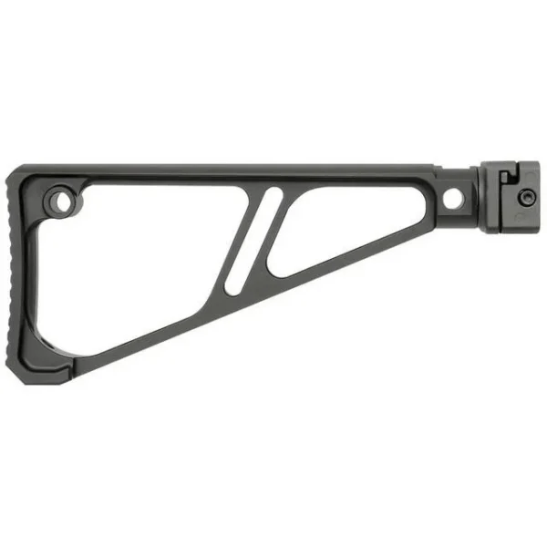 Midwest Side Folding Fixed Stock, black right-side view with open triangular frame