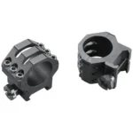 Weaver 6-Hole Aluminum Scope Rings, two matte black rings with mounting screws