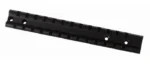 Weaver Base SYS REM 700LA ALUM black rail, angled top view with mounting holes