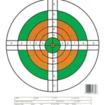 Champion ScoreKPR 25YD Pistol Target, front view with green and orange scoring rings