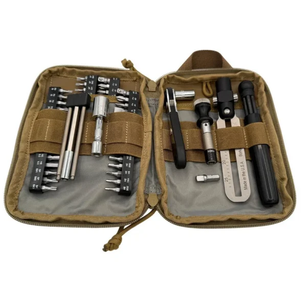 Pro-Shot Borka Tools Adjustable Torque Driver Kit, open tan case with tools and bits