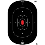 Pro-Shot Silhouette Target, black paper target with white scoring rings and red center