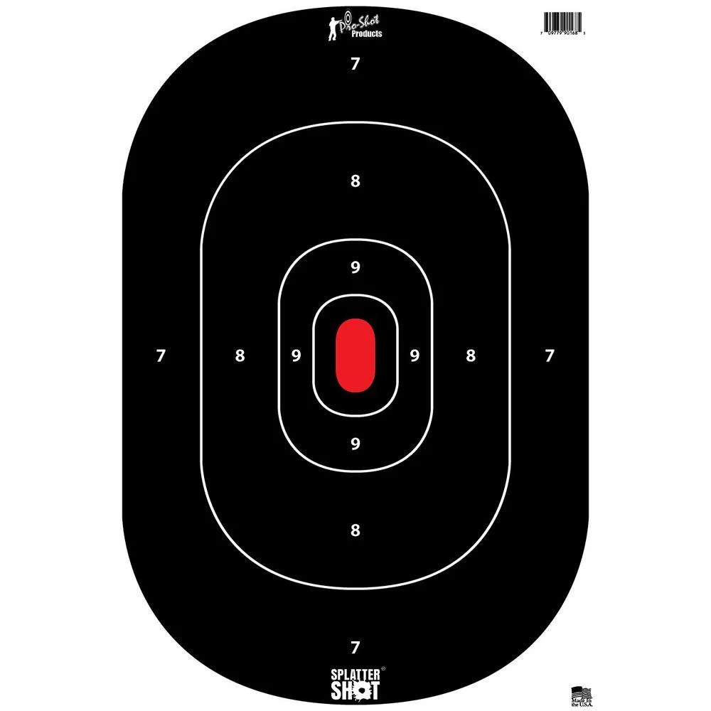 primary-49335 Pro-Shot Silhouette Target, black paper target with white scoring rings and red center