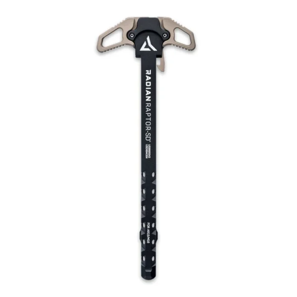 Radian Weapons Raptor SD AR-15 Charging Handle, top view with tan ambidextrous latches