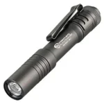 Streamlight MicroStream USB black flashlight with pocket clip, angled side view