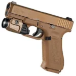 Streamlight TLR-7 A, FDE weapon light mounted under a handgun barrel in right-side view