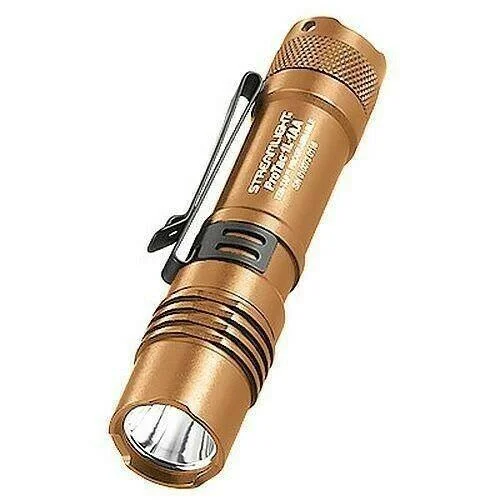 Streamlight ProTac 1L-1AA in coyote brown, angled front view with pocket clip