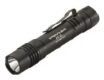 Streamlight Protac 2L, black flashlight in angled side view with pocket clip