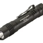 Streamlight Protac 2L, black flashlight in angled side view with pocket clip