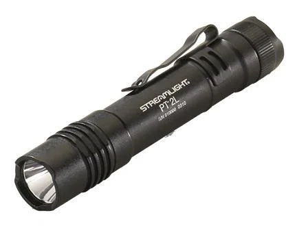 primary-49503 Streamlight Protac 2L, black flashlight in angled side view with pocket clip