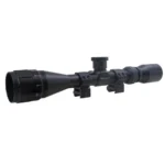 BSA SWEET 22 black riflescope, side view with adjustment turrets, rings and lens covers