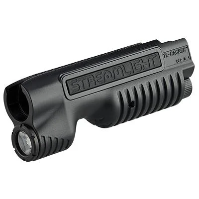 primary-49525 Streamlight STRMLGHT TL RACKER MSBRG 500/590, black angled view with ribbed grip and round light