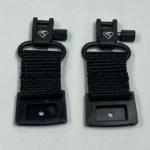 Sticky Holsters MRS Sling Stud Dongle, front view of two black woven strap attachments