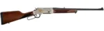 HENRY H14 LONG RNGR WILD, right-side view with wood stock, silver receiver, lever and black barrel