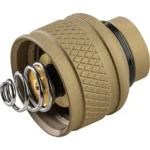 Surefire UE Scout Light Rear Cap, tan angled view disassembled with spring visible