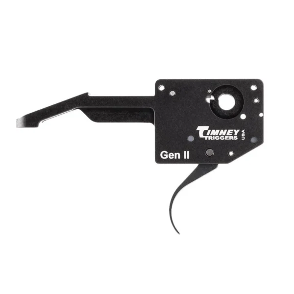 TIMNEY TRIG RUGER AMRCN GEN 2 black trigger assembly, side view with curved trigger and Gen II marking