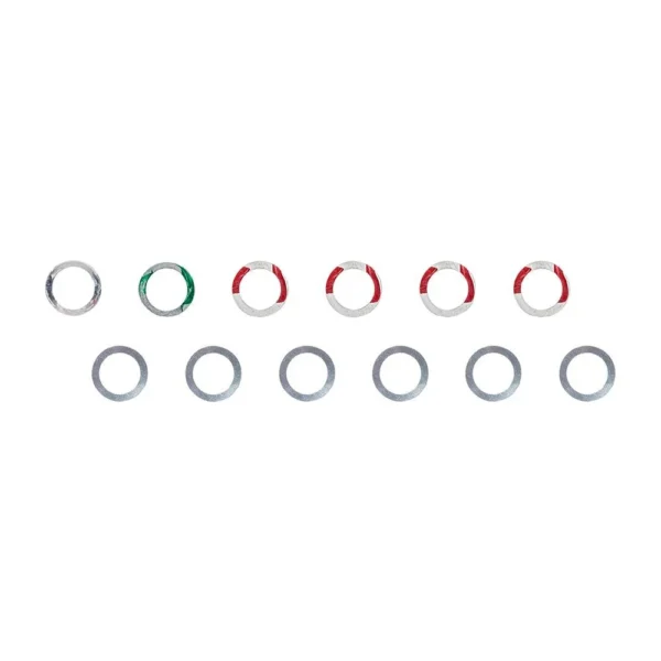 SUREFIRE SOCOM SHIM KIT two rows of silver circular shims with coloured edge markings